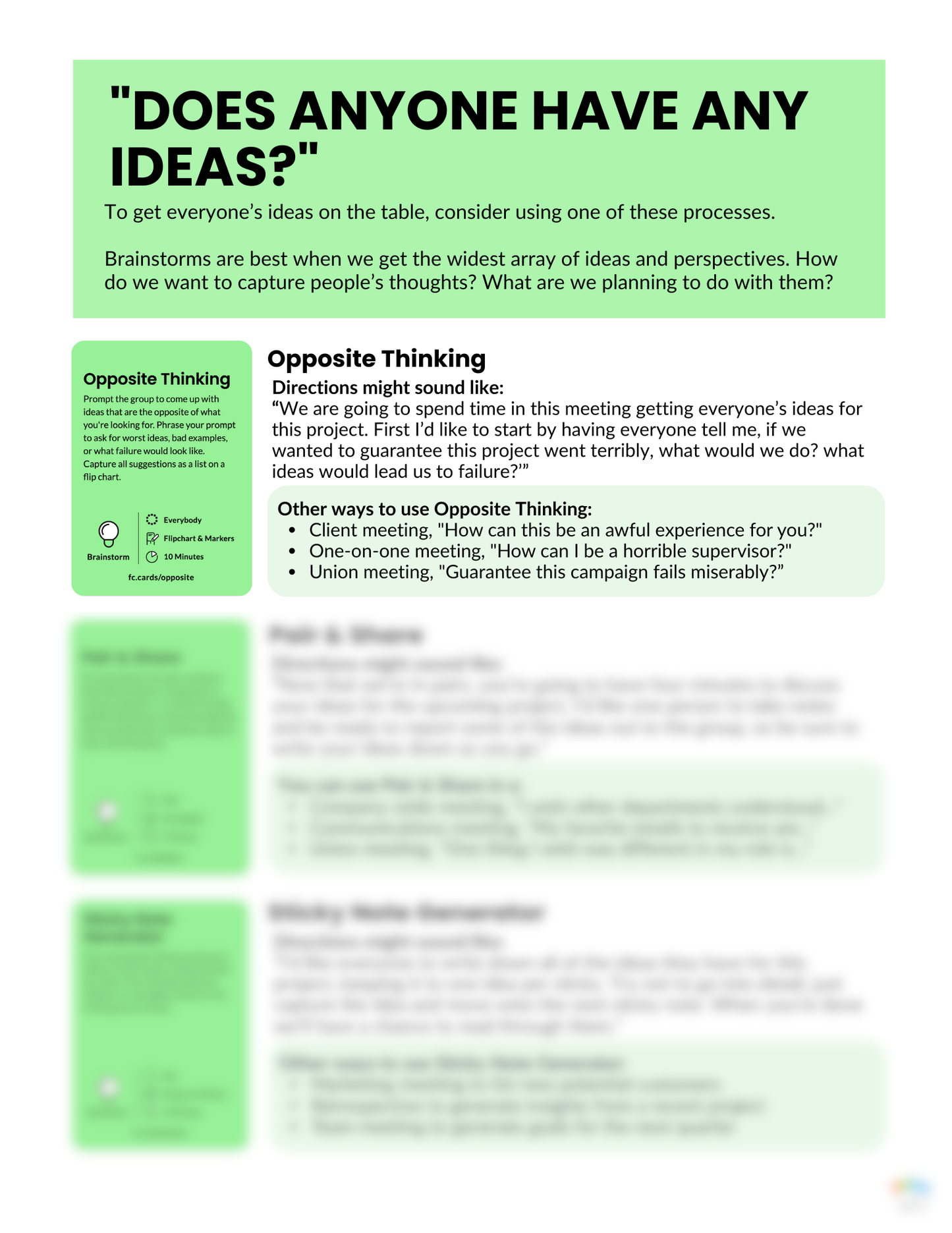 Run Better Meetings Guide | Facilitator Cards Workbook